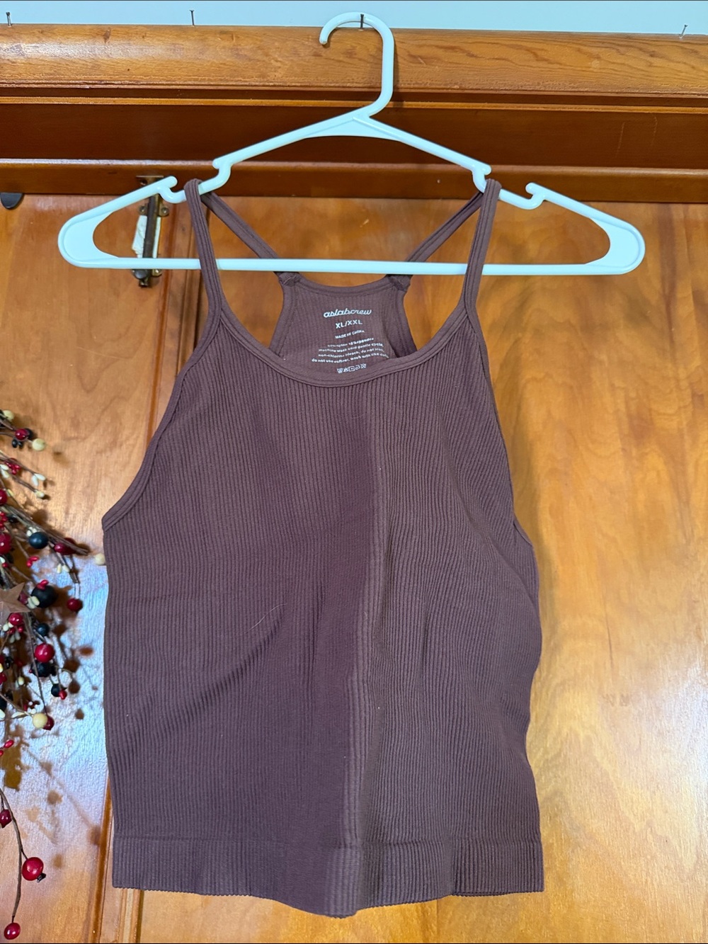 Square Neck Tank Top - Chocolate Brown